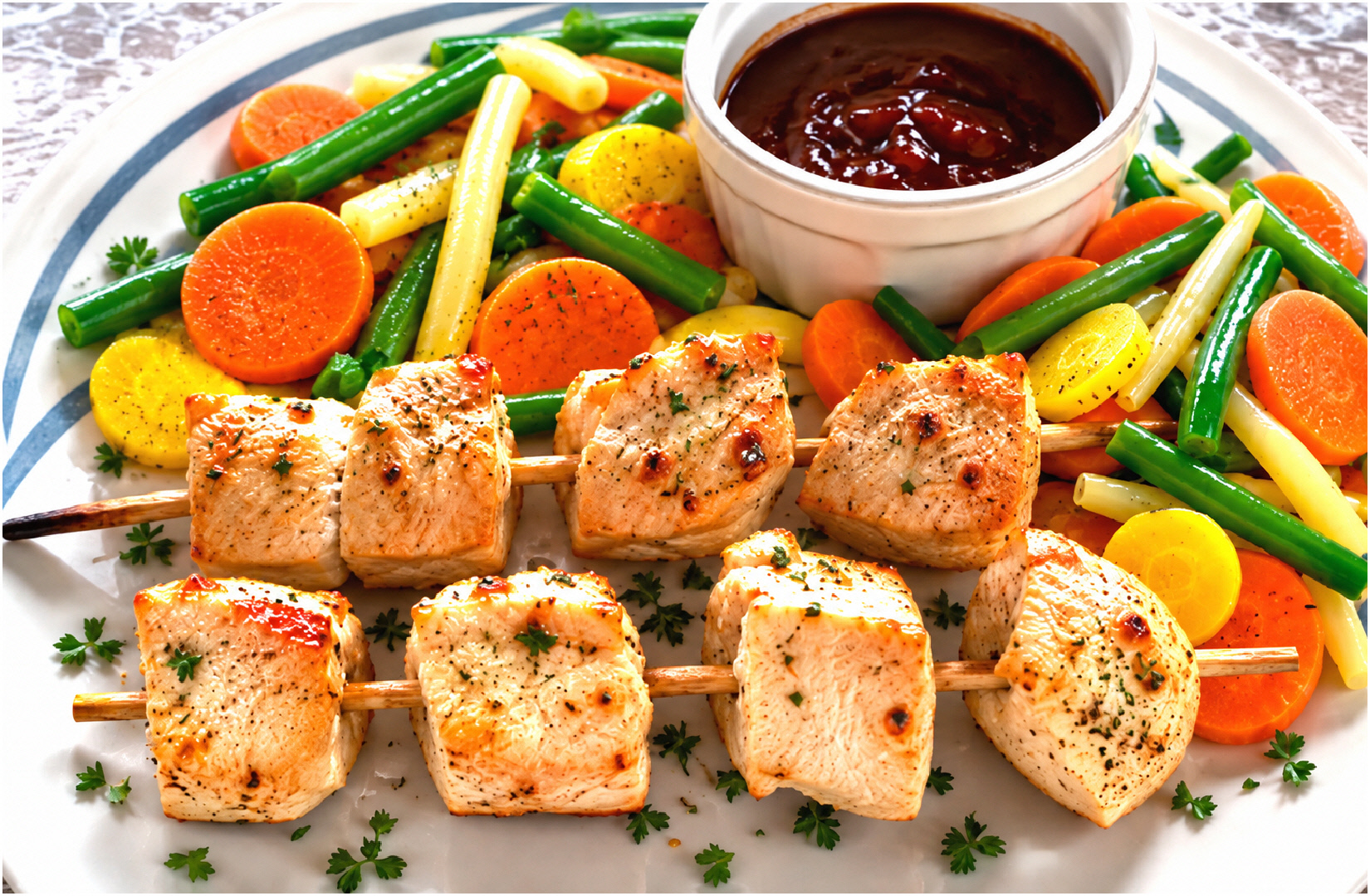 CUBES DE POULET SUR BROCHETTES « À LA FRANÇAISE » (3 LBS)